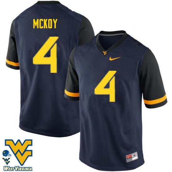 Men's West Virginia Mountaineers NCAA #4 Kennedy McKoy Navy Authentic Nike Stitched College Football Jersey CR15P46NO